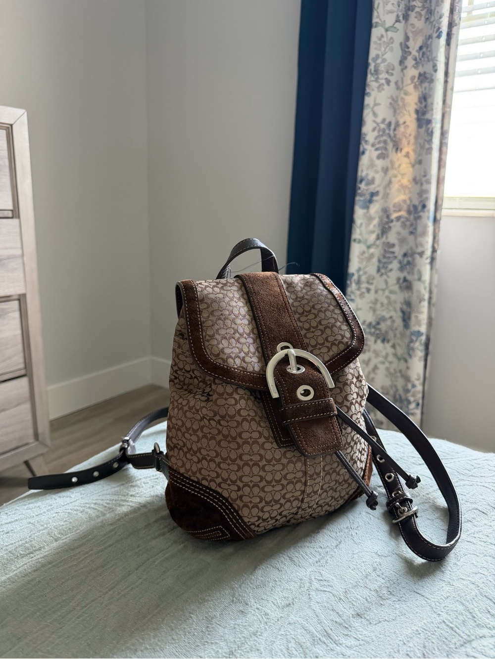 Coach Signature Soho Brown Backpack with Dark Brown Trim